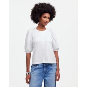 NWT Madewell White Puff Sleeve 100% Cotton Tee – Size XXS